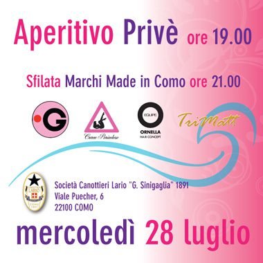 Sfilata Comoluxury: Punto G, Curve Pericolose, Trimatt alla canottieri Lario Sfilata Comoluxury: Punto G, Curve Pericolose, Trimatt alla canottieri Lario