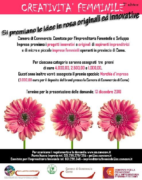Premio ” CREATIVITA’ FEMMINILE ” terza edizione Premio ” CREATIVITA’ FEMMINILE ” terza edizione