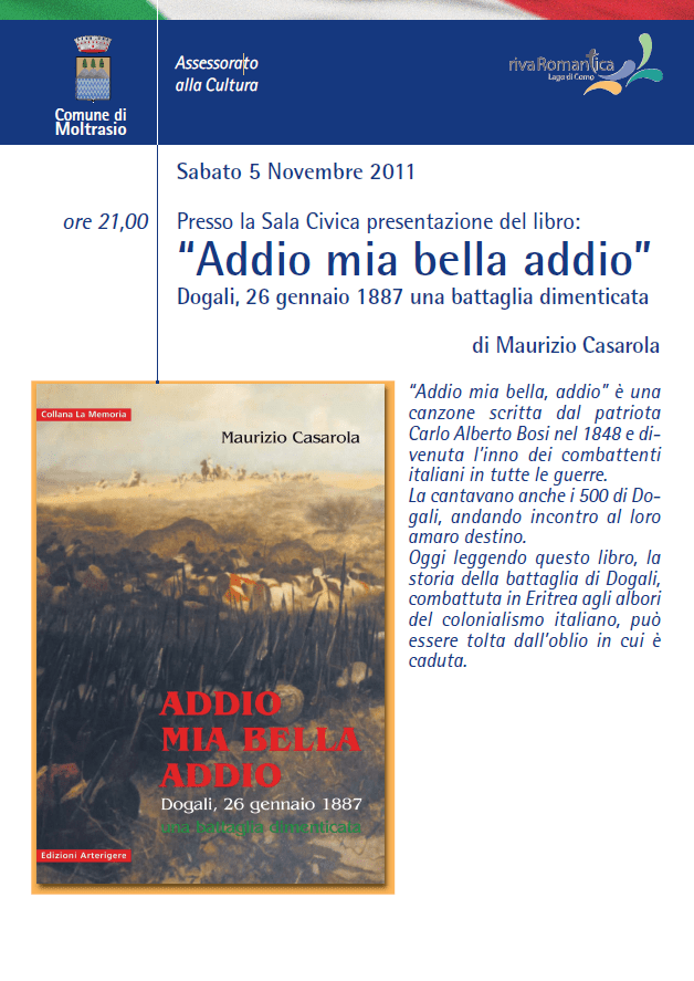 Moltrasio: Presentazione del libro “Addio mia bella addio”