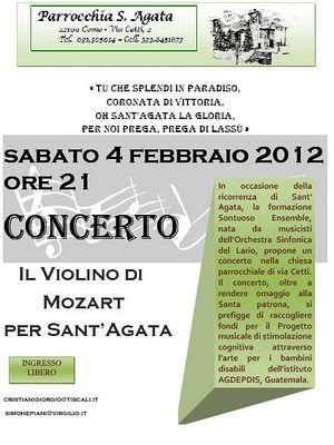 Como: concerto ” Il Violino di Mozart per S.Agata “