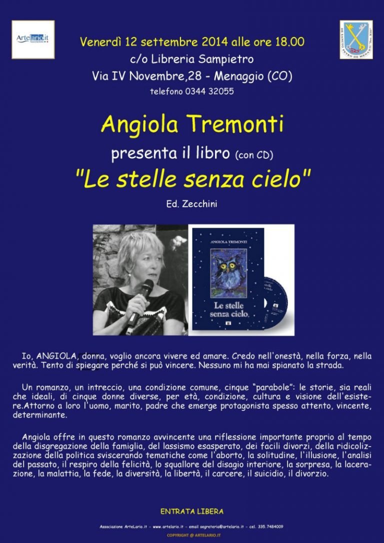 Menaggio: Angiola Tremonti presenta il libro "Le stelle senza cielo" 2 artelario angiola tremonti